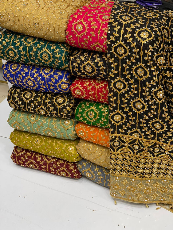 خرید و قیمت پارچه های حریر سوزندوزی حاشیه دار زیبا و خوشگل