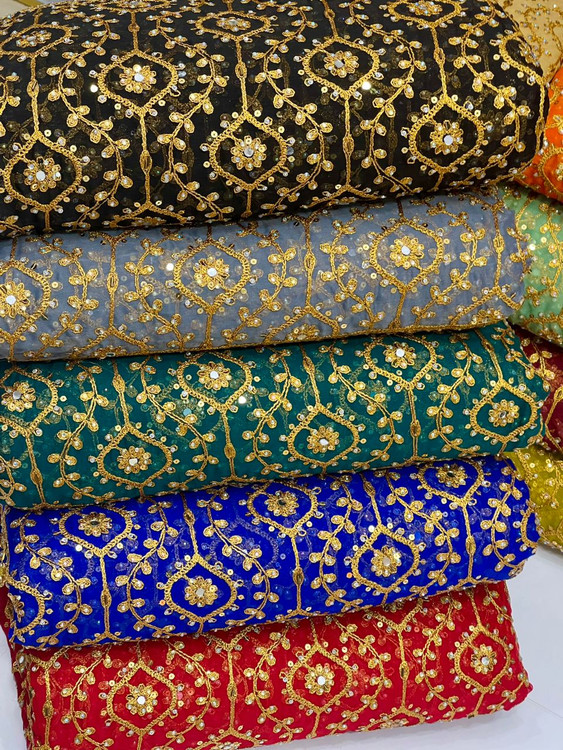 سفارش اینترنتی پارچه های حریر سوزندوزی مجلسی آینه دوزی شده