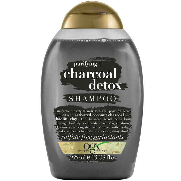 خرید و قیمت شامپو پاکسازی موی سر او جی ایکس OGX مدل زغال Charcoal detox حجم 385 میل | بدون سولفات، مناسب موی چرب، سم زدایی
