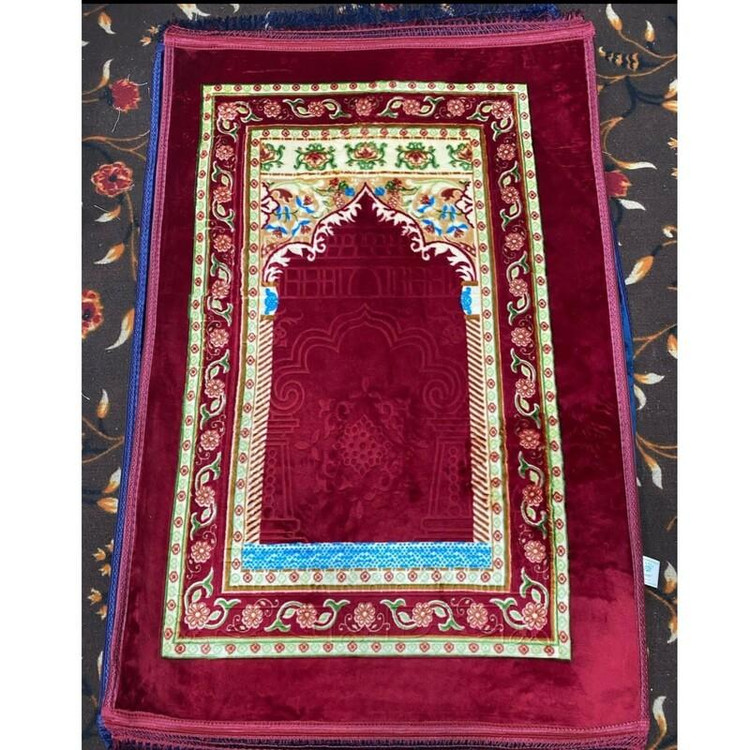 خرید و قیمت سجاده جانماز وارداتی سایز بزرگ 80در 120 رویه مخمل و زیره ترمز دار و ضد لغزش