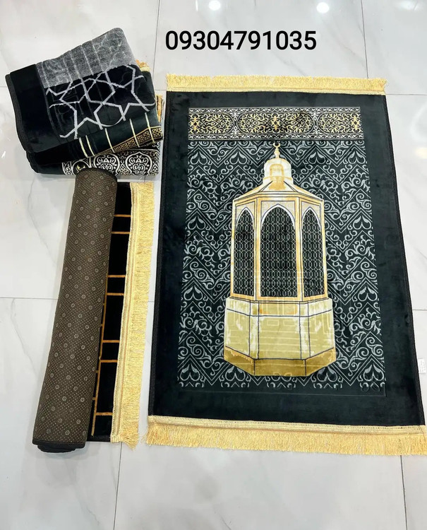 خرید و قیمت جانمازی طرح کعبه، خرید و قیمت جانمازی ترمزدار پشت قهوهای، برجسته و طرح دار جنس عالی و درجه یک