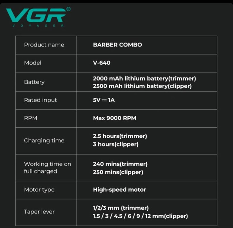 خرید اینترنتی ماشین اصلاح سر و صورت وی جی آر مدل اصل و درجه یک V_640