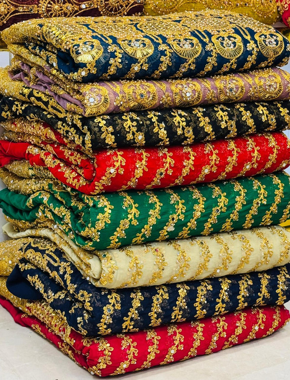 خرید و قیمت پارچه حریر سوزندوزی پرکار مجلسی و بسیار شیک و مد روز دنیا حاشیه دار فروش فقط متری