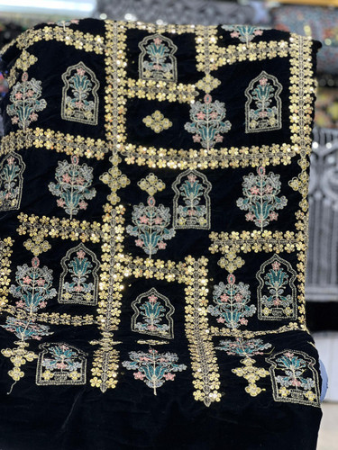 خرید پارچه مخمل سوزندوزی مجلسی طرح سنتی